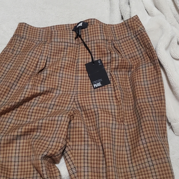 $249 PAIGE Avedon Plaid Wide Leg Trousers in Bronze Dust Multi - Picture 8 of 12